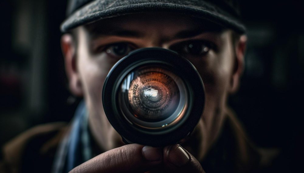 חוקר פרטי אותי מחזיק מצלמה מיוחדת