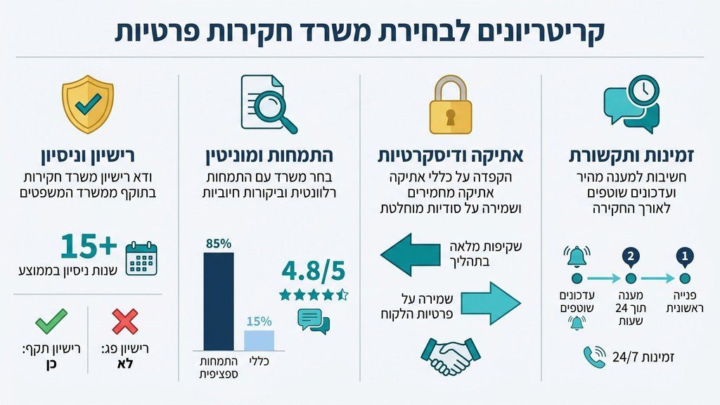 חוקר פרטי במשרד חקירות בחדרה בוחן מסמכים