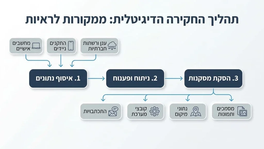 מומחה סייבר מבצע ניתוח נתונים דיגיטליים על גבי מסכים מתקדמים