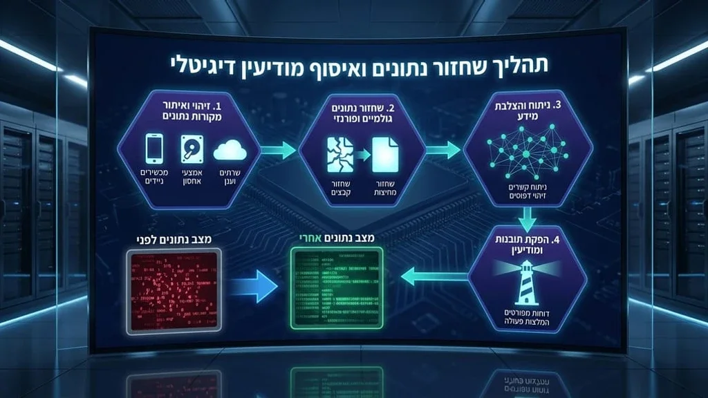 גרפיקה מופשטת של רשתות מידע וכלים טכנולוגיים לאיסוף נתונים